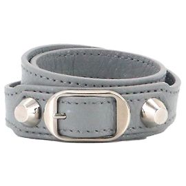 BALENCIAGA - Pulsera de trabajo Triple Tour Balenciaga en cuero gris (S)