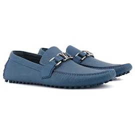 LOUIS VUITTON - Mocassini Hockenheim Louis Vuitton in pelle blu grana (Taglia 39)