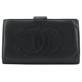 CHANEL - Cartera Chanel CC en cuero graneado negro vintage