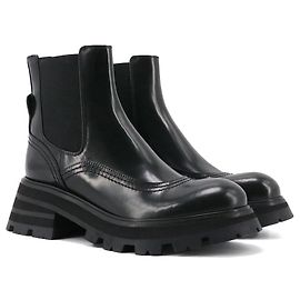 ALEXANDER MCQUEEN - Botas Chelsea Alexander McQueen en cuero negro (Tamaño 37,5)