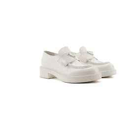 PRADA - Schokoladen-Prada-Loafer aus weißem, gebürstetem Leder (T36.5)