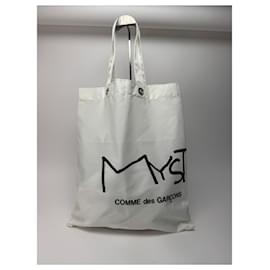 Comme Des Garcons Borsa tote vintage in poliestere Comme Des Garçons bianca e nera