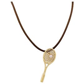 Autre Marque Pendente "Racchetta", oro giallo, perla.