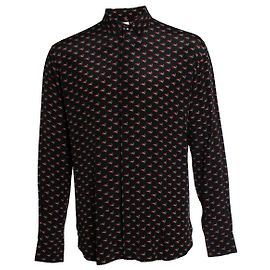 Camicia con stampa a cuore e labbra fumanti Saint Laurent 2017