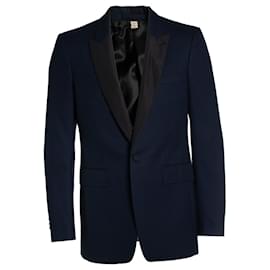 Burberry, Blazer in Marineblau mit schwarzem Kragen