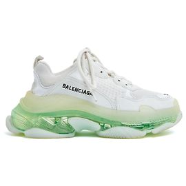 Balenciaga Triple S Sneakers EU37 Weißes Leder Grüne Klarsichtsohle UK4 US6.5