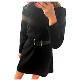 Robe vintage Yves Saint Laurent noire - 100% laine - Taille 38