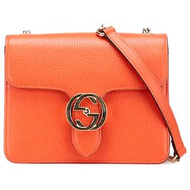Gucci Arancione Piccolo Dollar in Pelle di Vitello Interlocking G Crossbody