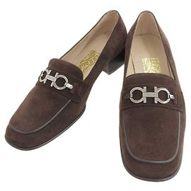 Mocassini in suede Salvatore Ferragamo marroni