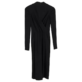 Vestido midi de manga larga Armani Collezioni en poliéster negro