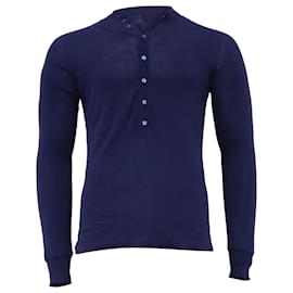 Fendi Halbknopf-Fit Pullover aus marineblauem Baumwollstoff
