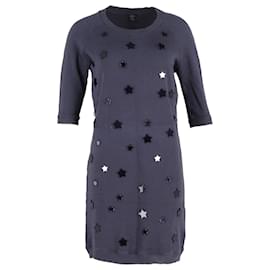 Mini-T-Shirt-Kleid aus marineblauem Baumwollstoff mit Sternen von Mulberry