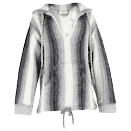 Sudadera Rayada Celine Baja en Lana de Alpaca Gris - Céline