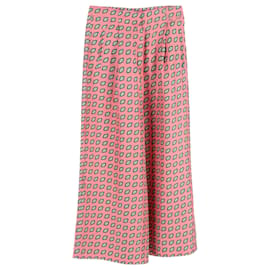 Calça larga cropped em twill estampado de seda multicolorida Etro