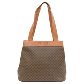Céline Celine Macadam Tote Bag aus Leder und Canvas in Braun