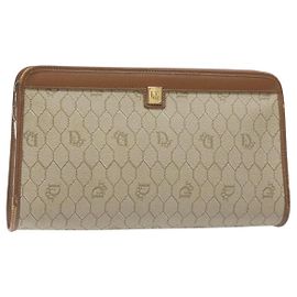 Pochette in tela a nido d'ape PVC beige Auth BA3728 Christian Dior
