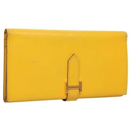 Hermès Portafoglio HERMES in pelle gialla Auth BA3777