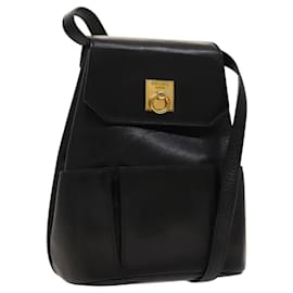 Céline Borsa a Spalla CELINE in Pelle Nera Oro Auth 128438