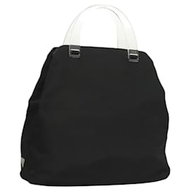 PRADA Borsa a mano in nylon nero argento Auth ti3274