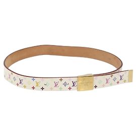 LOUIS VUITTON Monogramm Multicolor Gürtel Care Weiß LV Auth yk18692