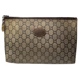 Clutch in pelle vintage Gucci Plus marrone grigio