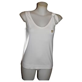Gucci Baumwoll Top Weiß Elfenbein Goldene Metalldetails XS