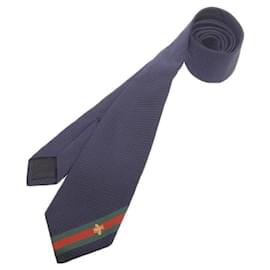 Cravatta stretta in seta Gucci blu navy con ape