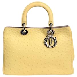 Borsa 2 in 1 Diorissimo 2013 gialla in pelle di struzzo