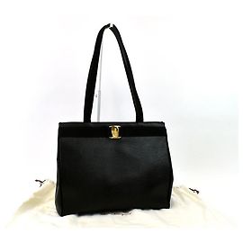 Borsa Salvatore Ferragamo Gancini in pelle nera