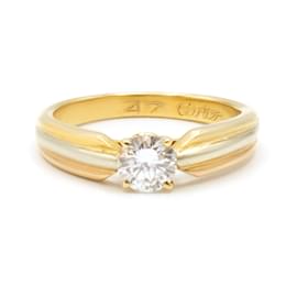 Cartier Trinity Solitaire Ring Diamant Gelb Rosa und Weißgold Größe 47
