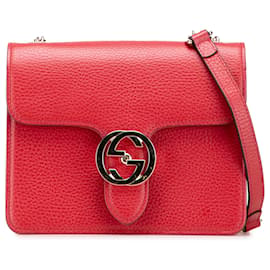 Gucci Rosso Piccolo Dollar in Pelle di Vitello Borsa a Spalla Interlocking G