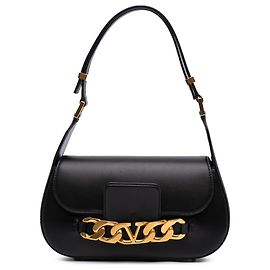Borsa a spalla Valentino Vlogo in pelle nera media
