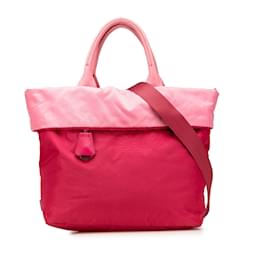 Borsa satchel reversibile Prada Pink Tessuto