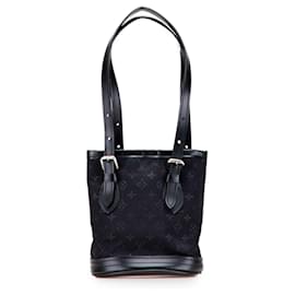 Schwarzer Monogramm Mini Satin Eimer Louis Vuitton