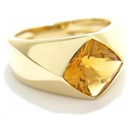 Anillo Chanel geométrico en oro amarillo de 18 quilates y citrino