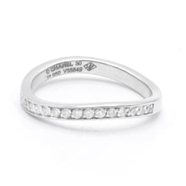 Chanel Platinum and Diamond Ring Size 49