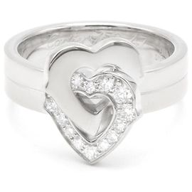 Cartier Ring zwei verschlungene Herzen aus Weißgold und Diamanten