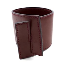 Hermès leather bracelet dark red