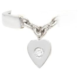 Anillo Cartier de oro blanco con corazón y diamante Talla 48