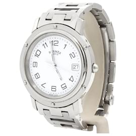 Hermès Clipper watch steel white dial