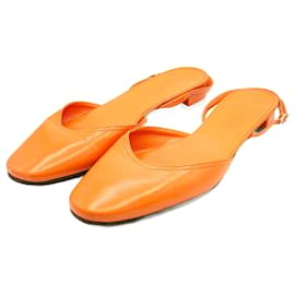Sandali Hermès in pelle arancione motivo H taglia 35