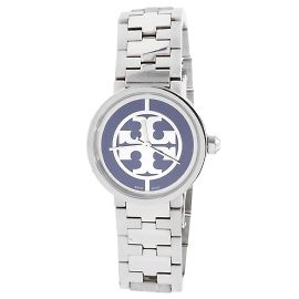 Tory Burch Reva Uhr aus Stahl Blau Silber