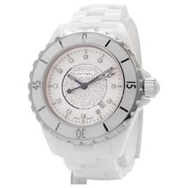 Chanel J12 Uhr aus weißer Keramik mit Diamanten