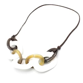 Hermès Karamba necklace buffalo horn and white lacquer