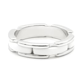 Anillo Chanel Ultra de oro blanco y cerámica blanca talla 48