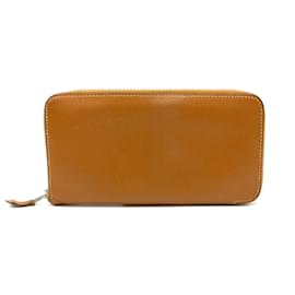 Portefeuille Hermès Azap en cuir Epsom marron