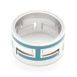 Hermès Move ring silver and blue enamel size 49