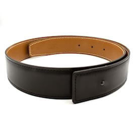 Cinturón reversible Hermès negro de cuero Box 135 y Togo