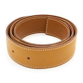 Cinturón reversible Hermès de cuero Barenia y Togo Marrón 70cm
