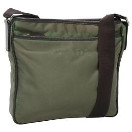 Bolso de Hombro PRADA de Nailon Caqui Plata Auténtico BA3657